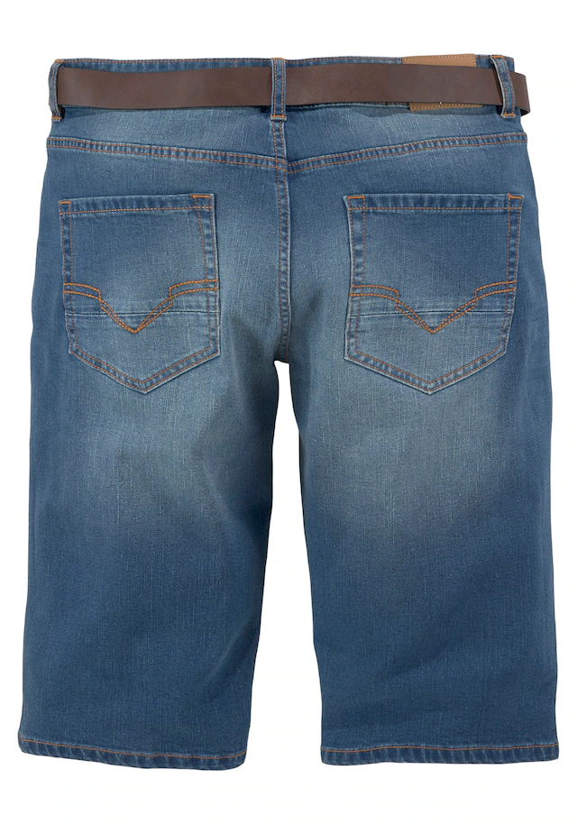 H.I.S Jeansbermudas »HANTZ« Set, mit abnehmbarem Gürtel, 2 Stk. gerader Beinschnitt, Used-Look mit Abriebeffekten
