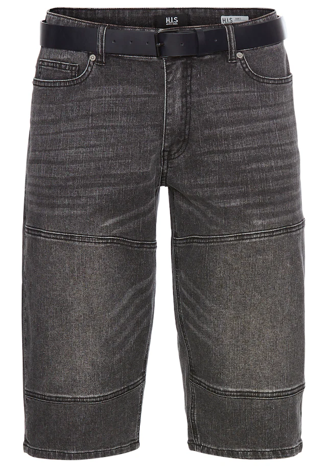 H.I.S Jeansbermudas »HANTZ« Set, mit abnehmbarem Gürtel, 2 Stk. gerader Beinschnitt, Used-Look mit Abriebeffekten