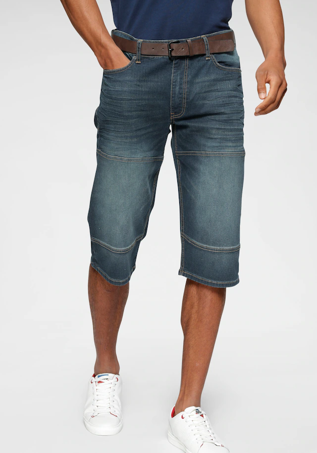 H.I.S Jeansbermudas »HANTZ« Set, mit abnehmbarem Gürtel, 2 Stk. gerader Beinschnitt, Used-Look mit Abriebeffekten