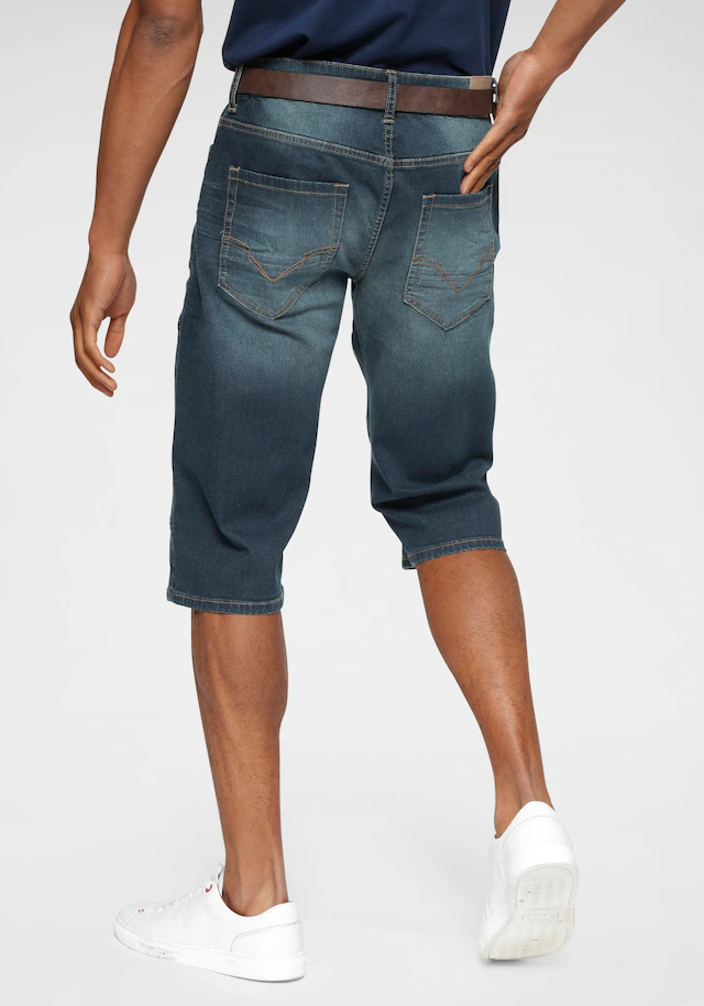 H.I.S Jeansbermudas »HANTZ« Set, mit abnehmbarem Gürtel, 2 Stk. gerader Beinschnitt, Used-Look mit Abriebeffekten
