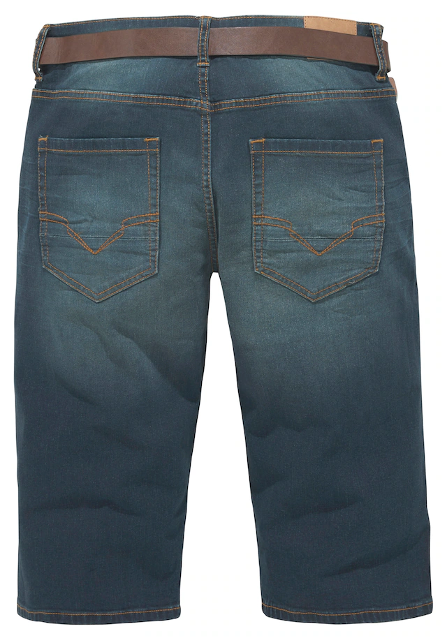 H.I.S Jeansbermudas »HANTZ« Set, mit abnehmbarem Gürtel, 2 Stk. gerader Beinschnitt, Used-Look mit Abriebeffekten