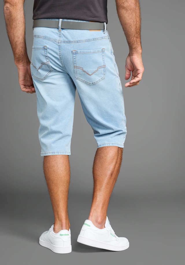 H.I.S Jeansbermudas »HANTZ« Set, mit abnehmbarem Gürtel, 2 Stk. gerader Beinschnitt, Used-Look mit Abriebeffekten