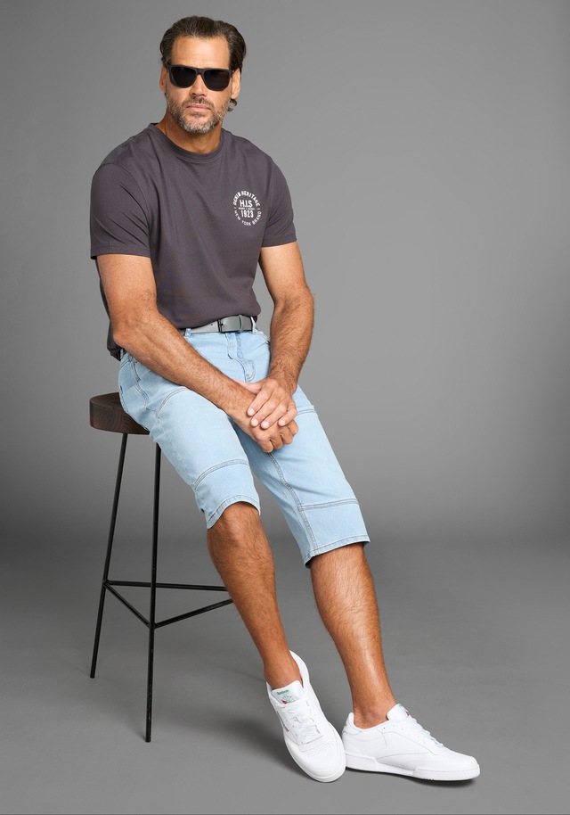 H.I.S Jeansbermudas »HANTZ« Set, mit abnehmbarem Gürtel, 2 Stk. gerader Beinschnitt, Used-Look mit Abriebeffekten