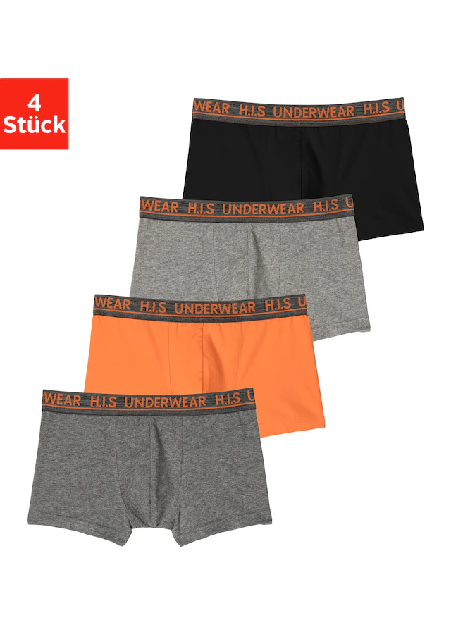 H.I.S Boxer »Boxershorts für Jungen« Packung, 4 Stk. unifarben, mit Logobund, Baumwollmischung