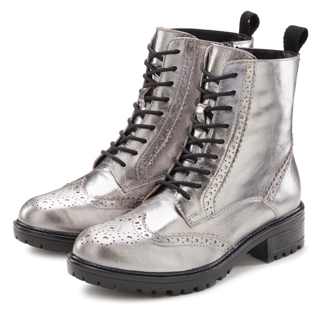 LASCANA Schnürboots »Schnürstiefelette, Ankle Boots, Herbststiefelette,« aus Leder zum Schnüren & mit Reißverschluss