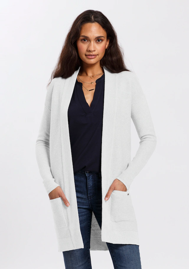 TOM TAILOR Longstrickjacke aus Rippstrick mit aufgesetzten Taschen