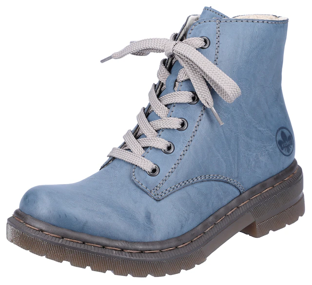 Rieker Schnürboots , Schnürstiefelette, Blockabsatz, mit Logoprägung
