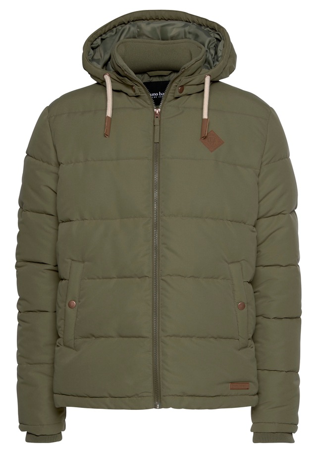 Bruno Banani Steppjacke mit Kapuze leicht, wasserabweisend, modischer Stil, mit dekorativen Badges