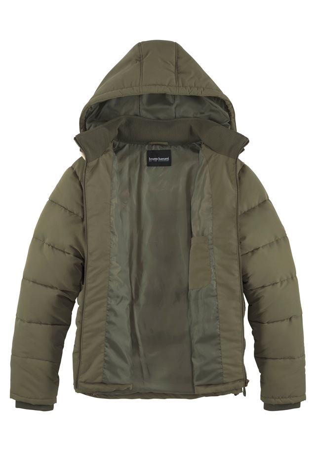 Bruno Banani Steppjacke mit Kapuze leicht, wasserabweisend, modischer Stil, mit dekorativen Badges