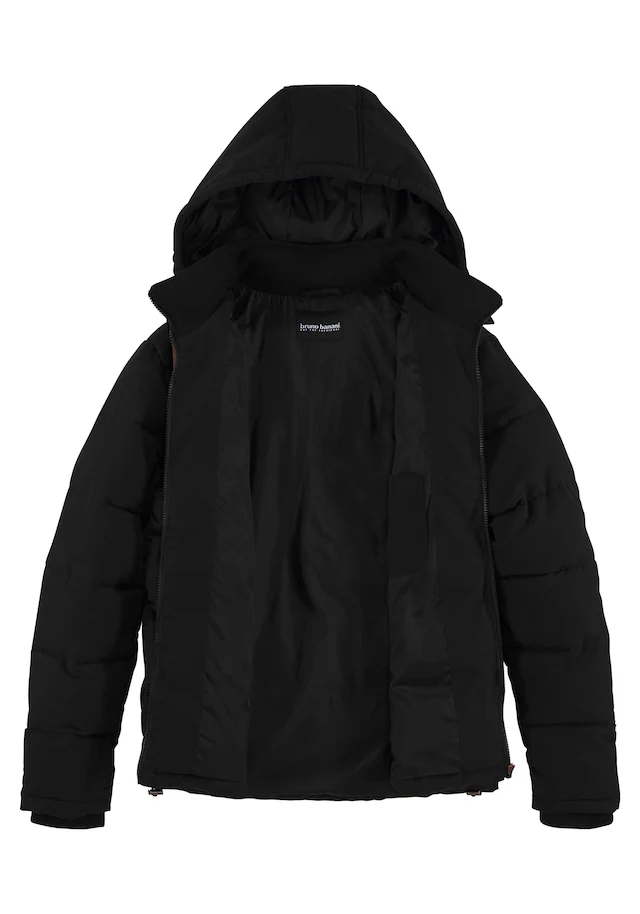 Bruno Banani Steppjacke mit Kapuze leicht, wasserabweisend, modischer Stil, mit dekorativen Badges