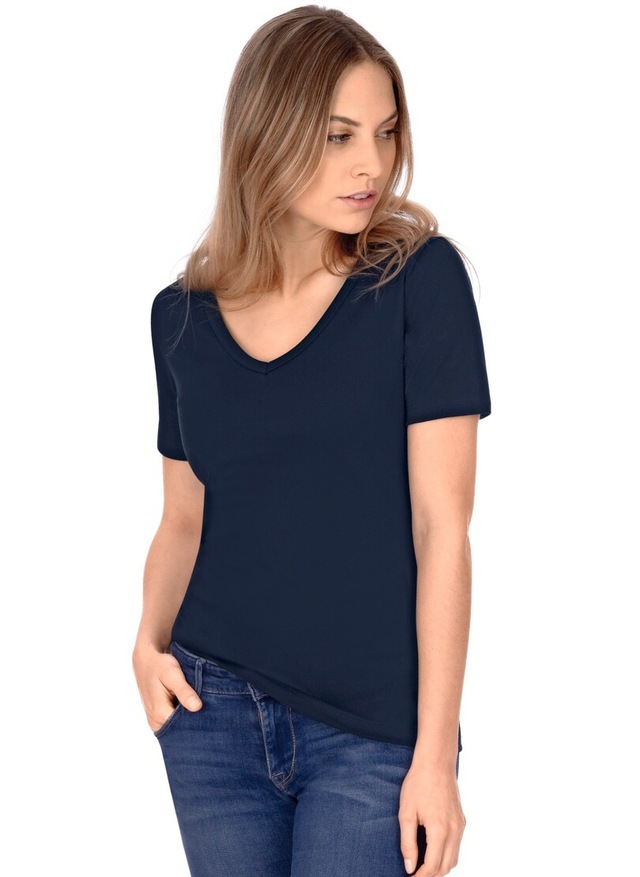 Trigema T-Shirt »TRIGEMA V-Shirt aus Baumwolle/Elastan« 1 Stk.