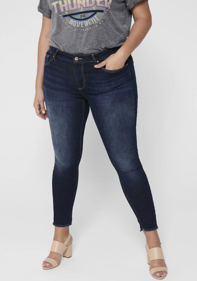 ONLY CARMAKOMA Skinny-fit-Jeans »CARWILLY REG SK ANK JNS« in washed-out Optik