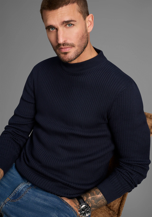 Bruno Banani Stehkragenpullover in Rippstrickoptik