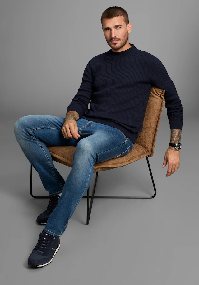 Bruno Banani Stehkragenpullover in Rippstrickoptik
