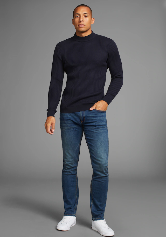 Bruno Banani Stehkragenpullover in Rippstrickoptik