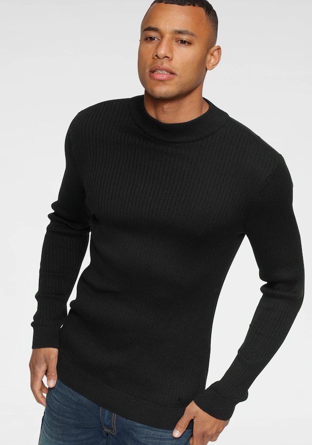 Bruno Banani Stehkragenpullover in Rippstrickoptik