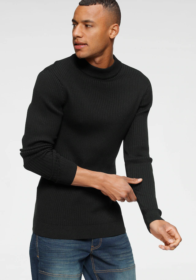 Bruno Banani Stehkragenpullover in Rippstrickoptik