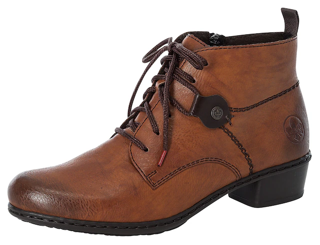 Rieker Schnürstiefelette Schnürboots, Blockabsatz, mit Logoprägung an der Ferse
