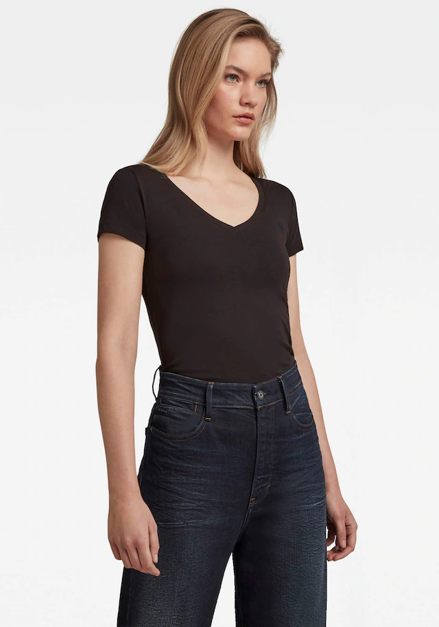G-STAR V-Shirt »Base v t wmn cap sl« mit kleinem Logodruck vorne