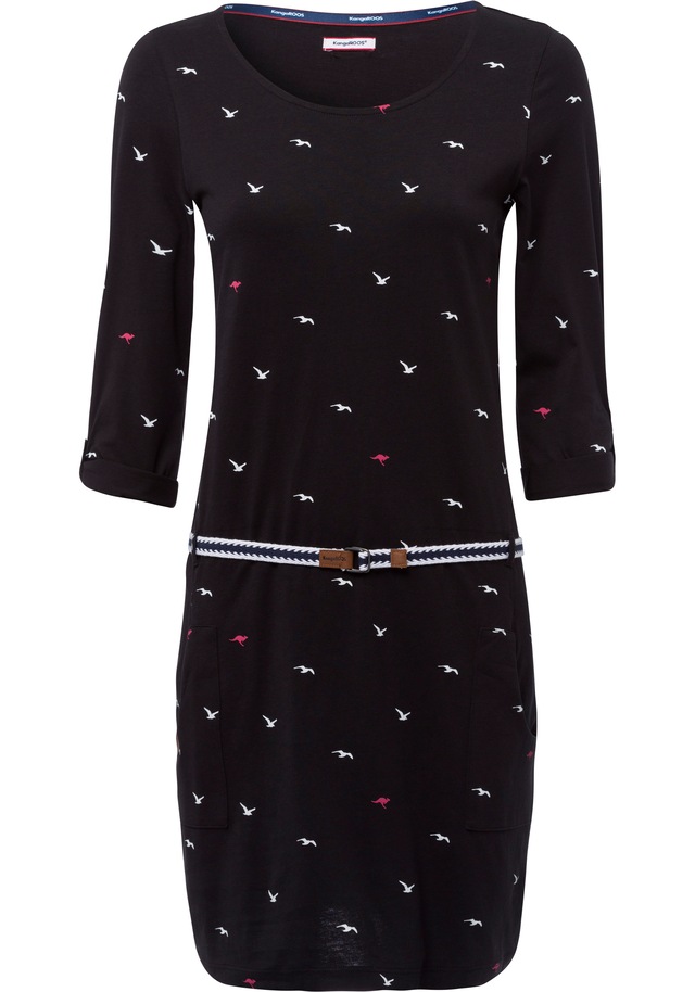 KangaROOS Jerseykleid Set, mit abnehmbarem Gürtel, aufgesetzte Taschen figurbetonte Passform, aus Baumwollmischung