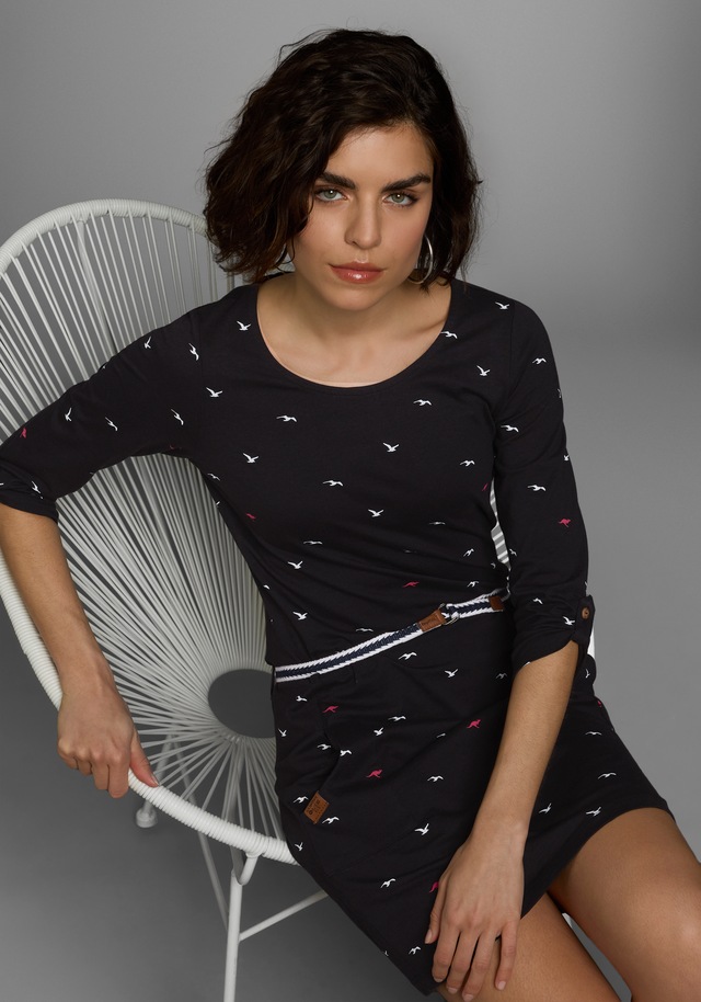KangaROOS Jerseykleid Set, mit abnehmbarem Gürtel, aufgesetzte Taschen figurbetonte Passform, aus Baumwollmischung