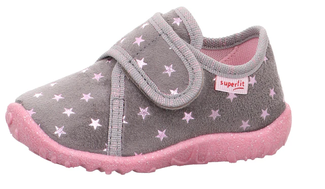 Superfit Hausschuh »SPOTTY , WMS: mittel« Klettschuh, Kindergarten Schuh mit Motiv, Größenschablone zum Download