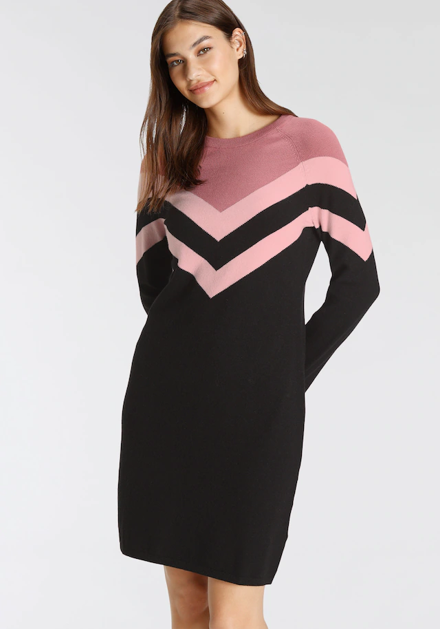 Tamaris Strickkleid »aus angenehmer Viskosemischung« lässiger Look mit Zickzack-Muster