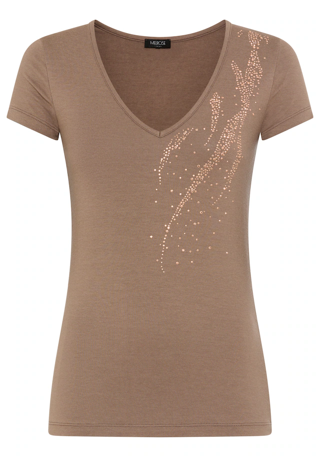 Melrose T-Shirt taillierte Passform, tiefer V-Ausschnitt, aus elastischem Jersey