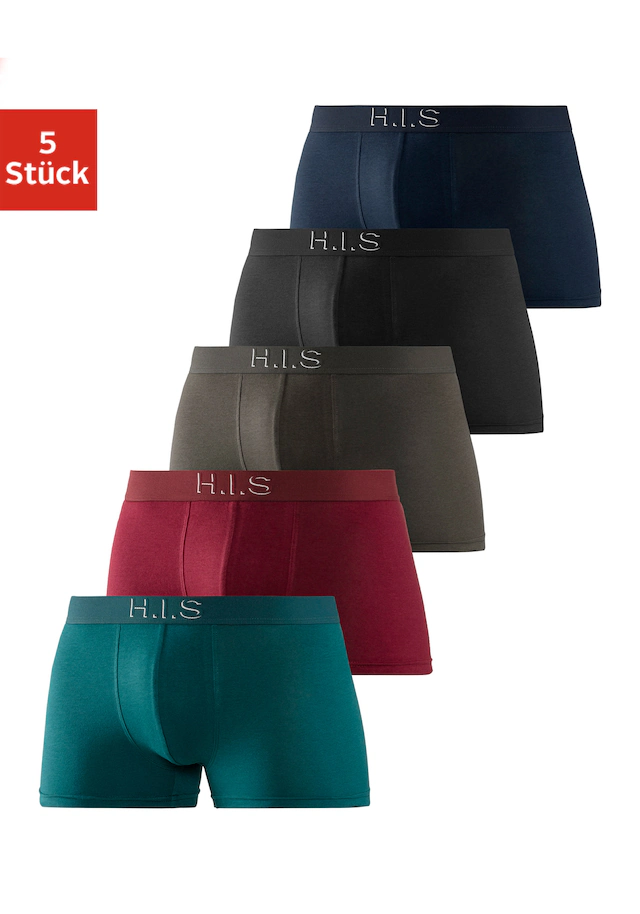 H.I.S Boxer »Boxershorts für Herren« Packung, 5 Stk. Logo Webbund mit 3D Effekt