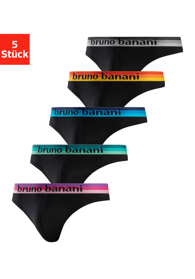 Bruno Banani String Packung, 5 Stk. mit Streifen Logo Webbund