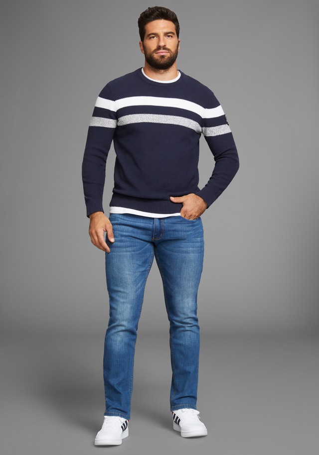 Man's World Rundhalspullover »Bis Größe 5 XL« in melierte Optik