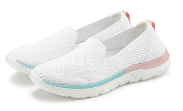 LASCANA Slipper »Halbschuh, Sneaker, Slip-On-Sneaker,« aus bequemen Textil-Material zum Reinschlüpfen VEGAN