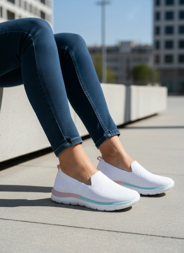 LASCANA Slipper »Halbschuh, Sneaker, Slip-On-Sneaker,« aus bequemen Textil-Material zum Reinschlüpfen VEGAN