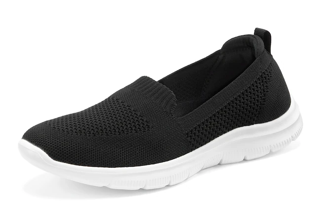 LASCANA Slipper »Halbschuh, Sneaker, Slip-On-Sneaker,« aus bequemen Textil-Material zum Reinschlüpfen VEGAN