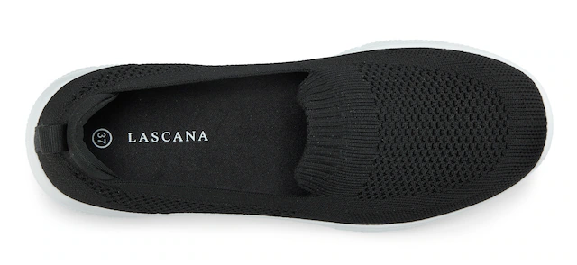 LASCANA Slipper »Halbschuh, Sneaker, Slip-On-Sneaker,« aus bequemen Textil-Material zum Reinschlüpfen VEGAN