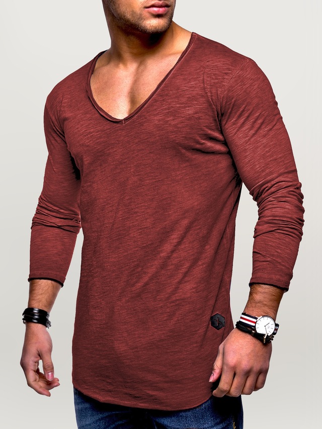behype Langarmshirt »NUKE L/S« mit V-Ausschnitt