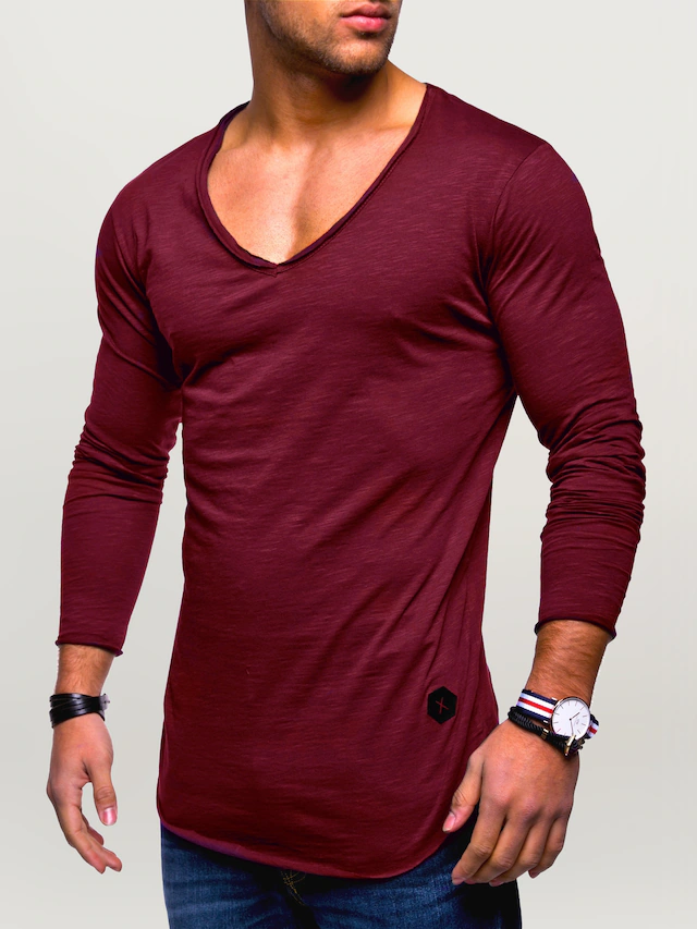 behype Langarmshirt »NUKE L/S« mit V-Ausschnitt