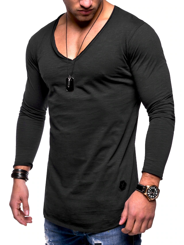 behype Langarmshirt »NUKE L/S« mit V-Ausschnitt