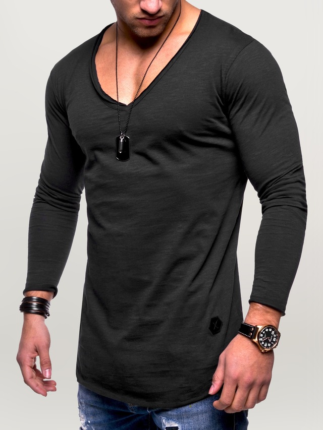 behype Langarmshirt »NUKE L/S« mit V-Ausschnitt