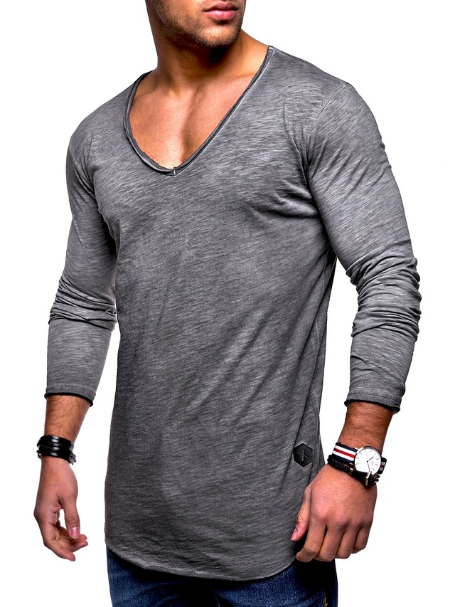 behype Langarmshirt »NUKE L/S« mit V-Ausschnitt