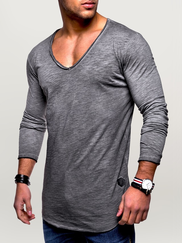 behype Langarmshirt »NUKE L/S« mit V-Ausschnitt