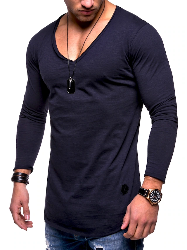 behype Langarmshirt »NUKE L/S« mit V-Ausschnitt