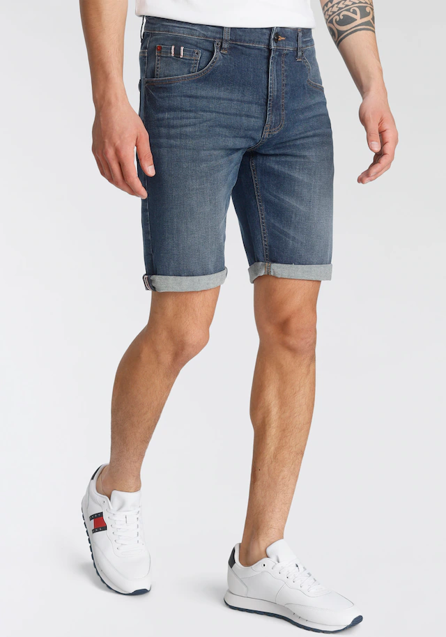 H.I.S Jeansshorts »DEYO« gerader Schnitt, Used-Waschung, niedrige Leibhöhe