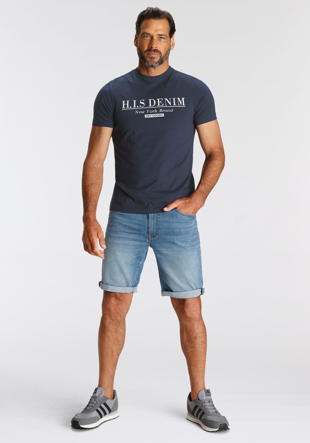 H.I.S T-Shirt schmale Passform, bedrucktes Design, Rundhalsausschnitt