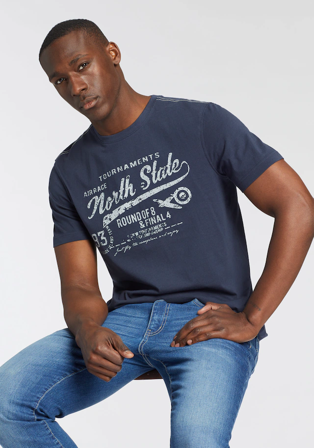 Man's World Rundhalsshirt Kurzarm, bedruckt, Rundhalsausschnitt, aus Single Jersey