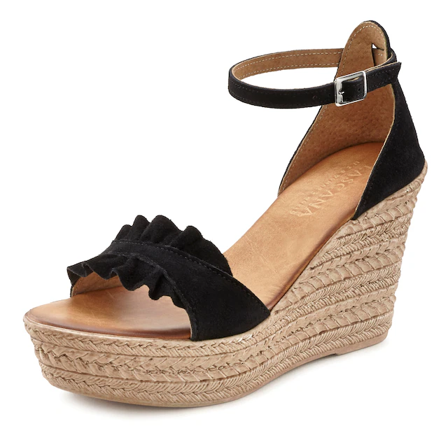 LASCANA Sandalette »Sommerschuh, offener Schuh, Sandale, Keilsandalette,« aus Leder mit Keilabsatz