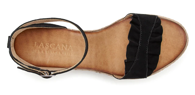 LASCANA Sandalette »Sommerschuh, offener Schuh, Sandale, Keilsandalette,« aus Leder mit Keilabsatz