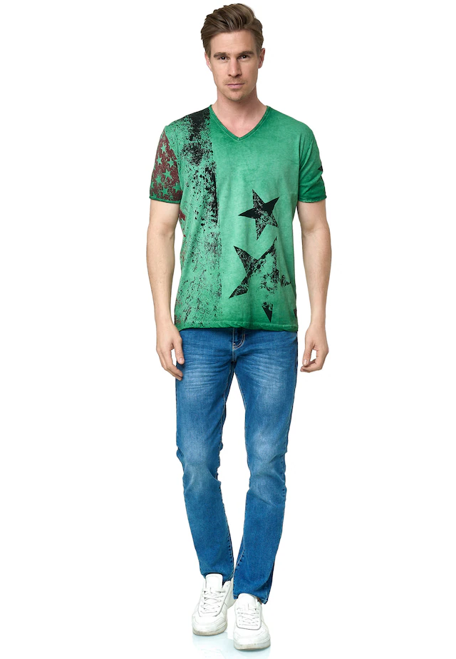 Rusty Neal T-Shirt mit V-Neck