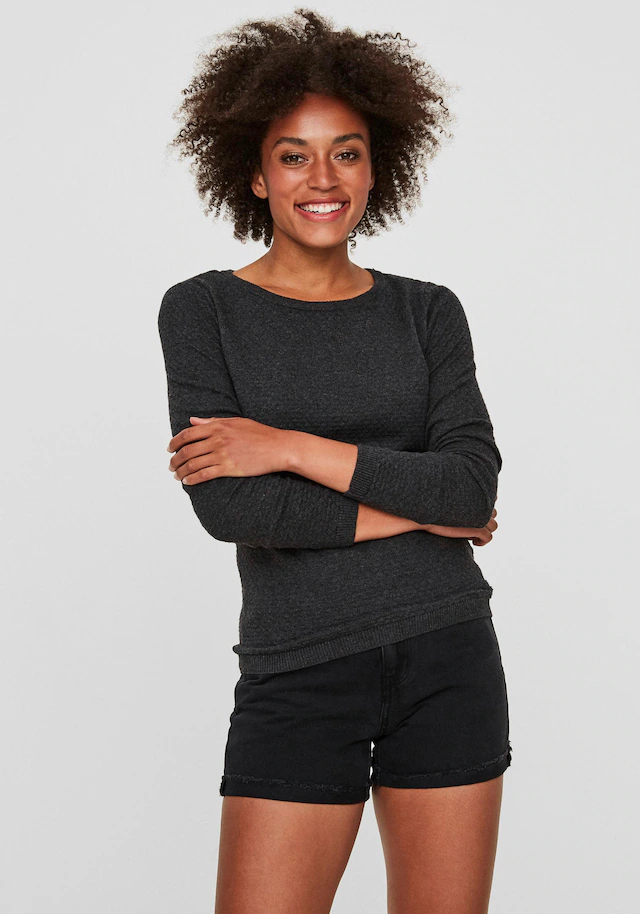 Vero Moda Rundhalspullover »VMCARE STRUCTURE LS O-NECK BLOUSE« aus Baumwolle
