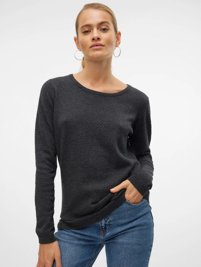 Vero Moda Rundhalspullover »VMCARE STRUCTURE LS O-NECK BLOUSE« aus Baumwolle